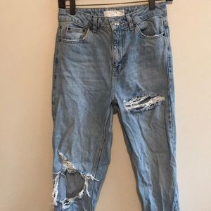 Topshop high waisted ripped mom jeans